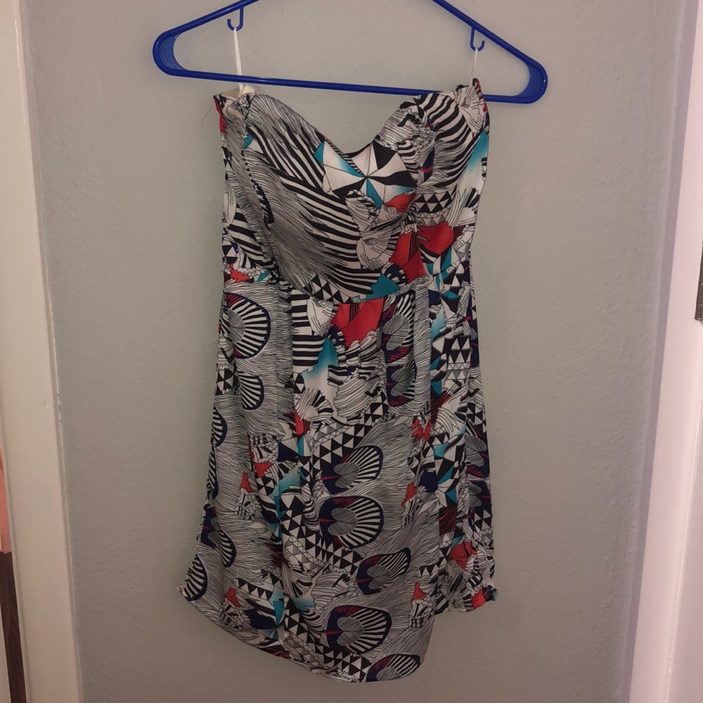 Printed Strapless Dress